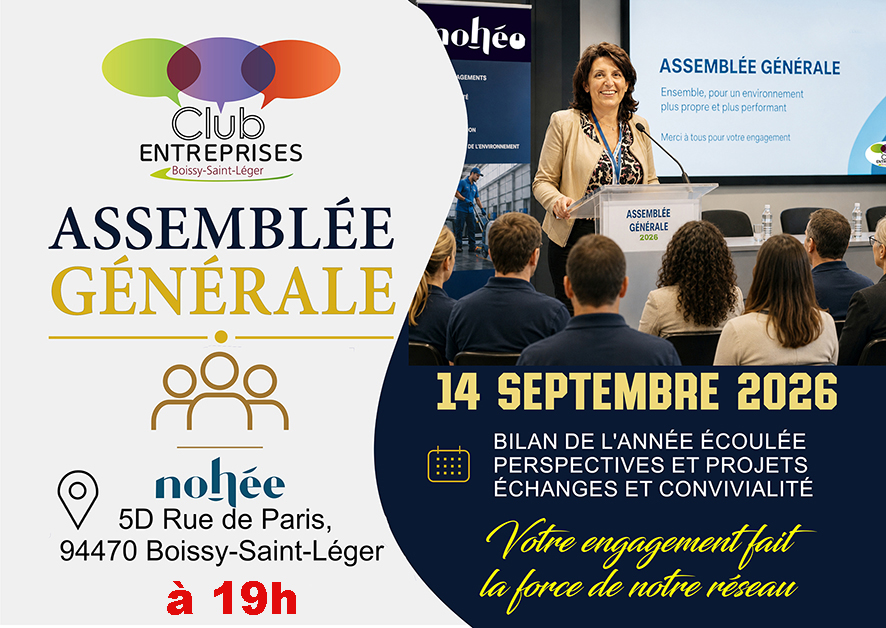 Assemblée Générale 2026 - 19h - A la Résidence Nohé, 5D Rue de Paris, 94470 Boissy-Saint-Léger.