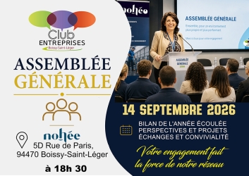 Assemblée Générale 2026 18h30 à la Résidence Nohé, 5D Rue de Paris, 94470 Boissy-Saint-Léger.